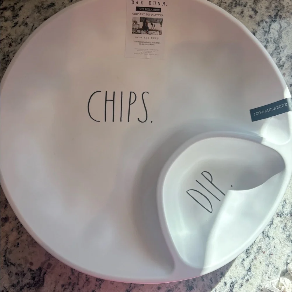 Rae Dunn White Chips and Dip Tray - Picture 1 of 3